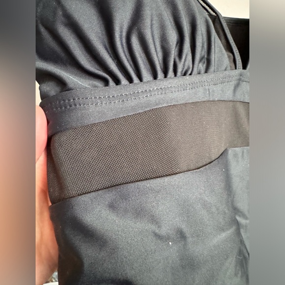 Black One-Piece Swimsuit with Sheer Waist Panel - Picture 6 of 16